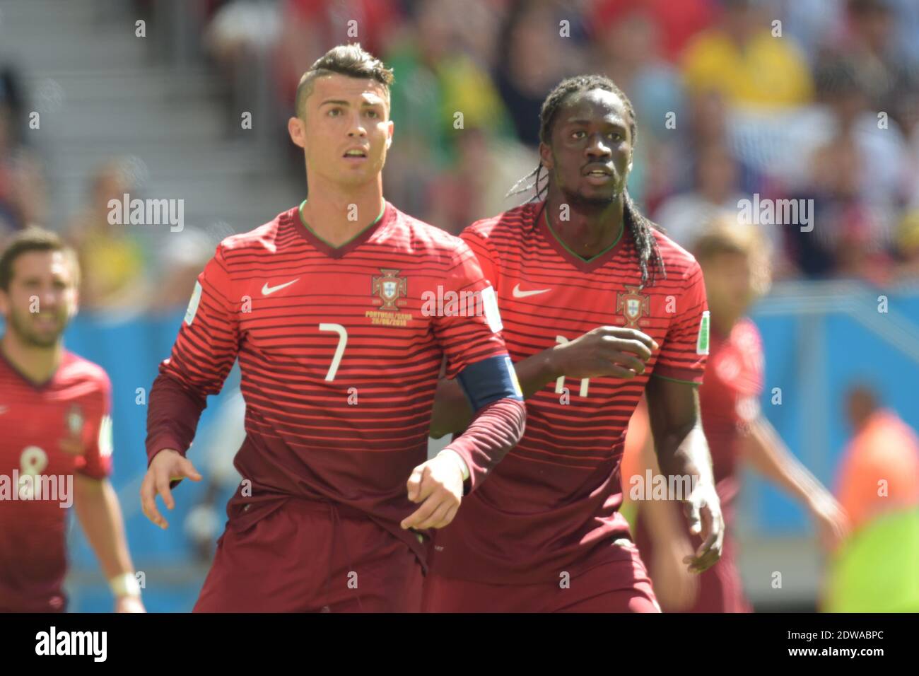 Portugal's Cristiano Ronaldo and Eder during Soccer World Cup 2014 First round Group G match Ghana v Portugal at National Stadium, Brasilia, Brazil on June 26, 2014. Portugal won 2-1. Photo by Henri Szwarc/ABACAPRESS.COM Stock Photo