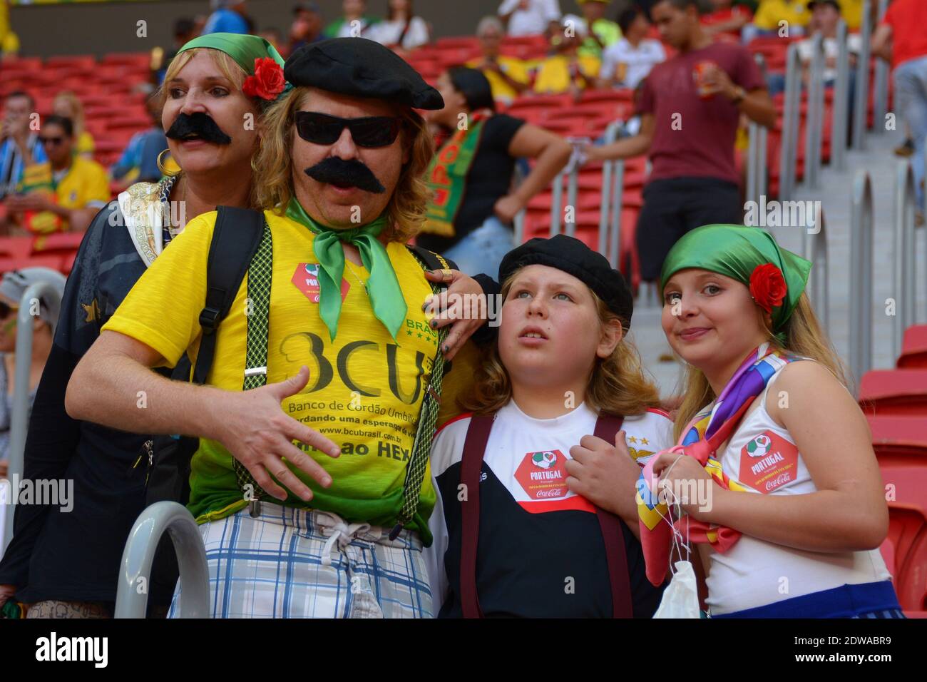 Portugal's Fans during Soccer World Cup 2014 First round Group G match Ghana v Portugal at National Stadium, Brasilia, Brazil on June 26, 2014. Portugal won 2-1. Photo by Henri Szwarc/ABACAPRESS.COM Stock Photo