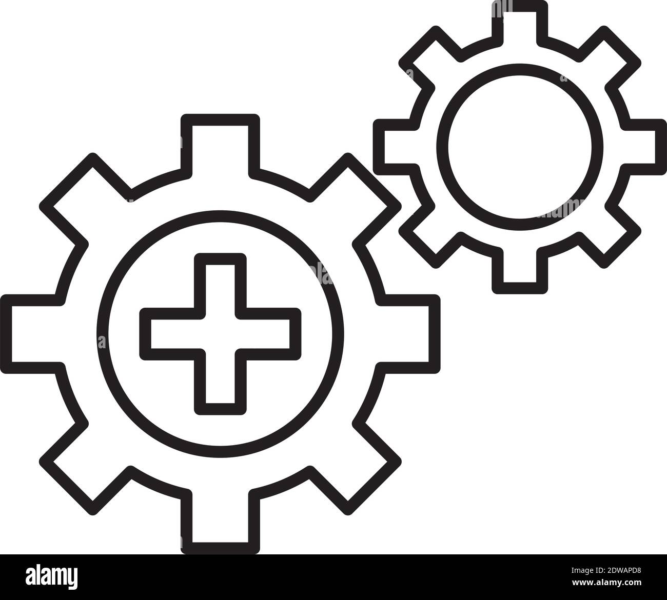 medical cross symbol in gears line style icon Stock Vector Image & Art ...