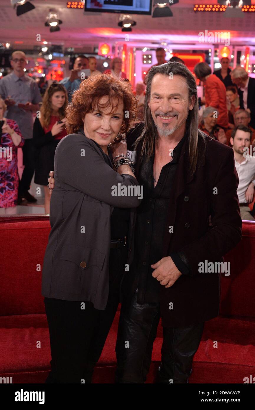 Marlene Jobert and Florent Pagny at the taping of Vivement Dimanche on April 22, 2014 in Paris, France. Photo by Max Colin/ABACAPRESS.COM Stock Photo
