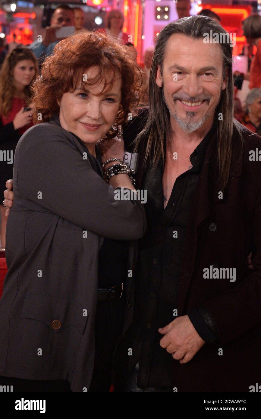 Marlene Jobert and Florent Pagny at the taping of Vivement Dimanche on April 22, 2014 in Paris, France. Photo by Max Colin/ABACAPRESS.COM Stock Photo