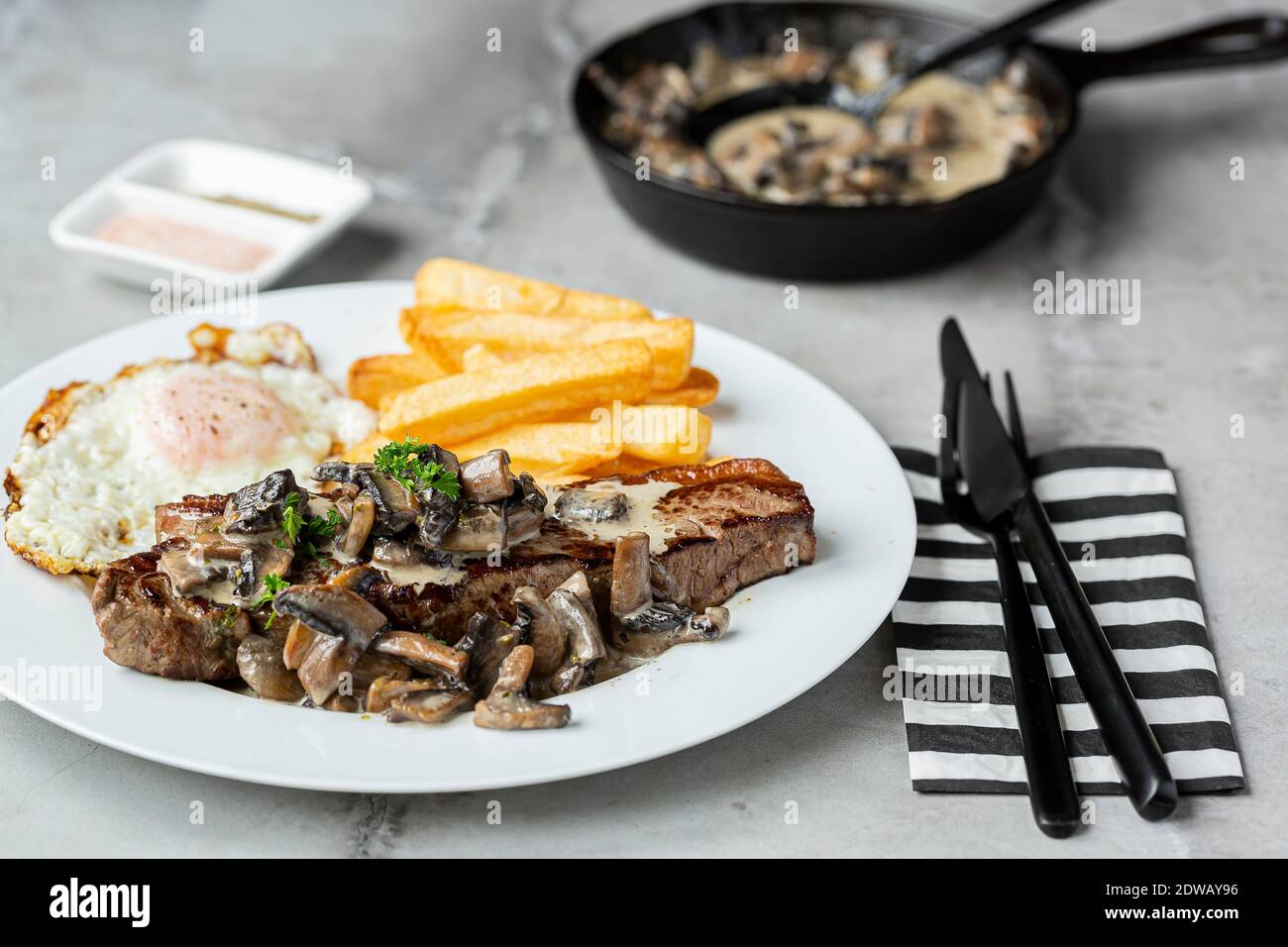 Steak and Mushroom Meal Stock Photo - Alamy