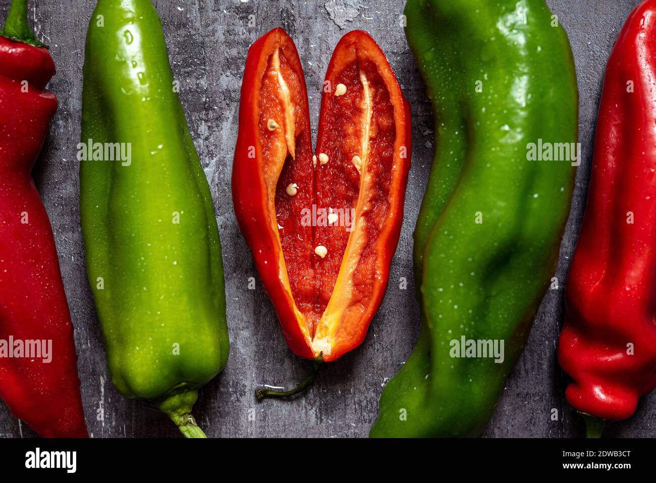 Red and green peppers Stock Photo - Alamy