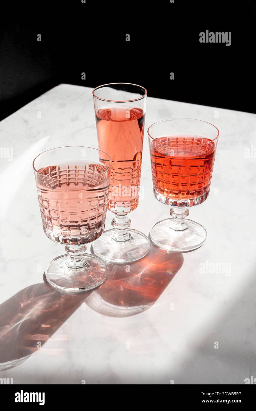 Glasses with red drinks Stock Photo