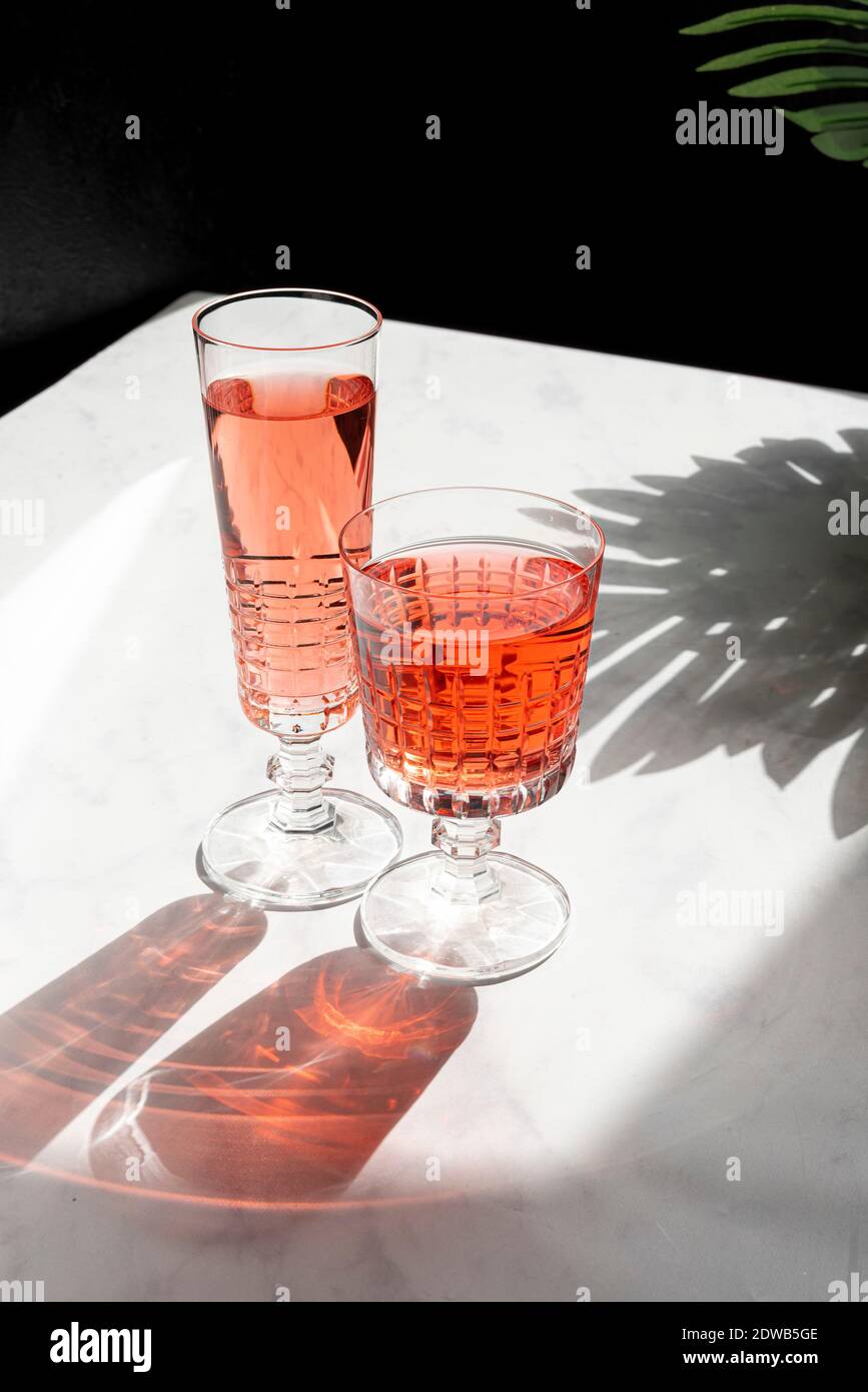 Glasses with red drinks Stock Photo