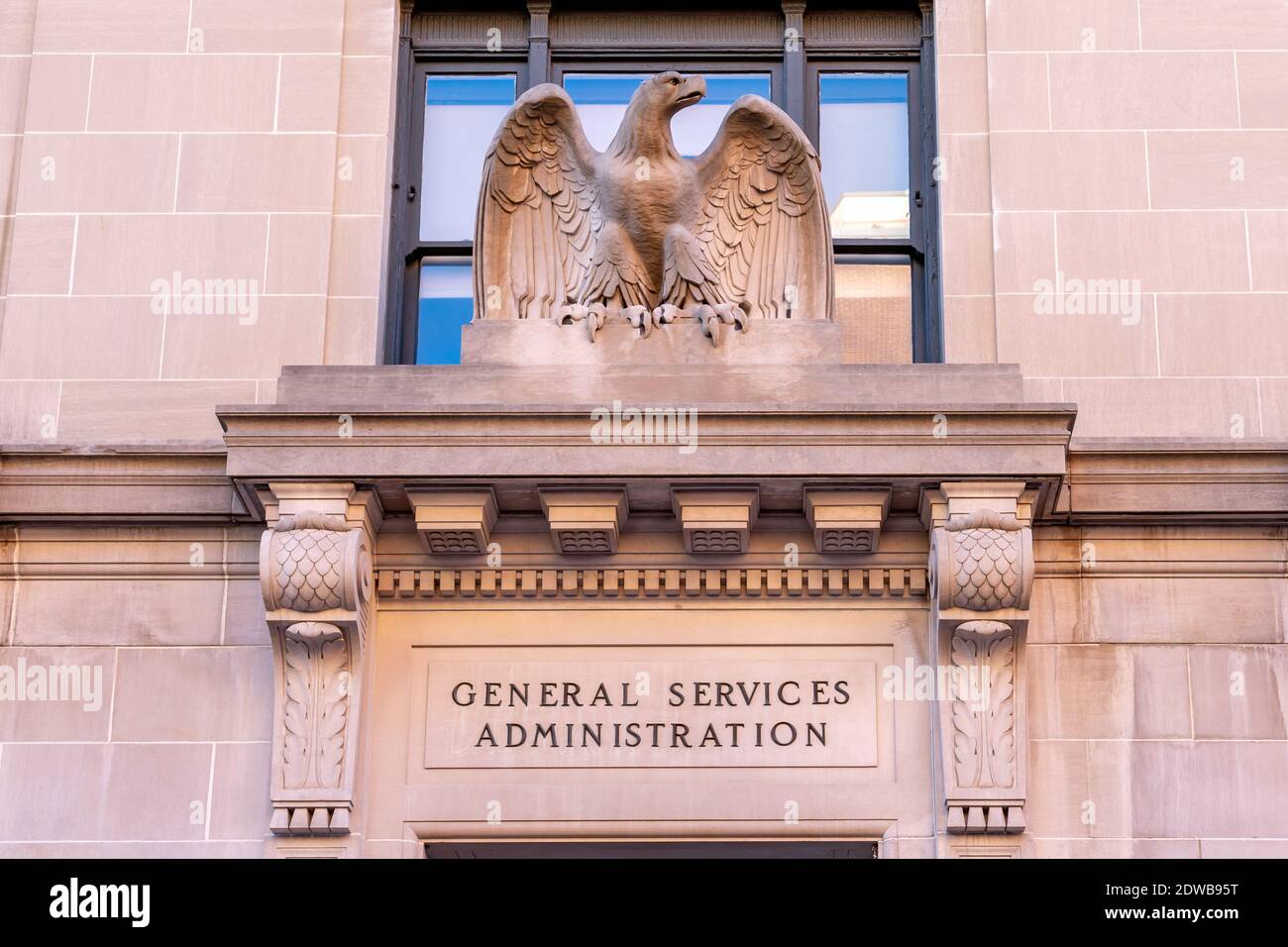 Washington, DC, USA- January 12, 2020: Entrance of GSA in Washington, DC. Stock Photo