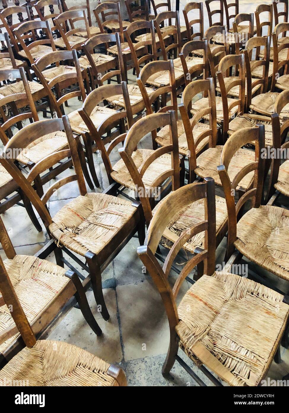 Empty Chairs And Tables In Row Stock Photo Alamy