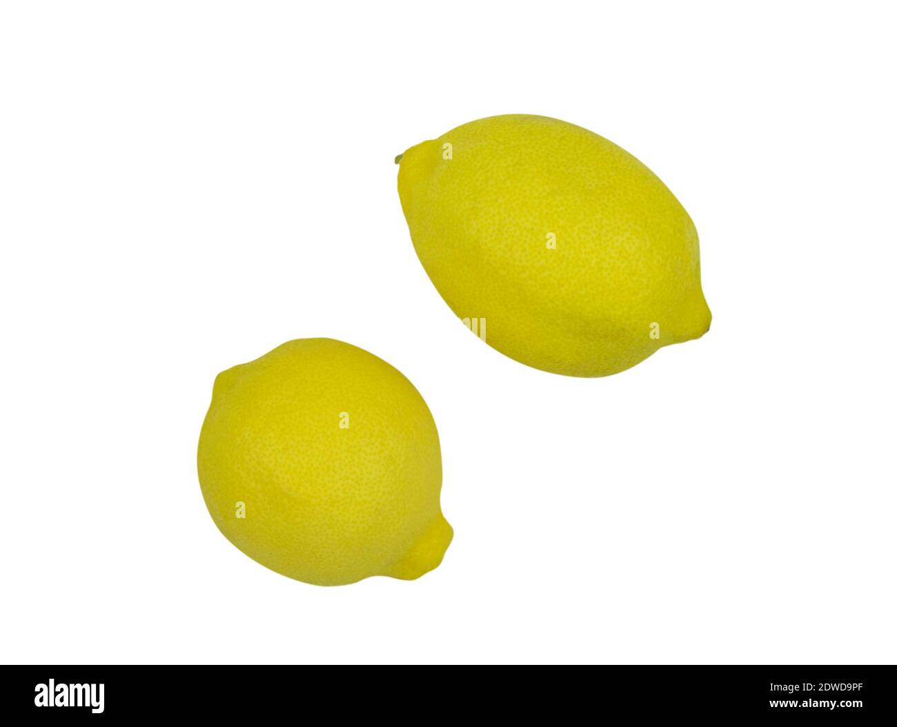 Two fresh lemons on white isolated background Stock Photo