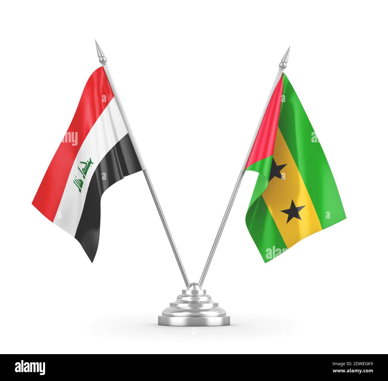 Sao Tome and Principe and Iraq table flags Stock Photo