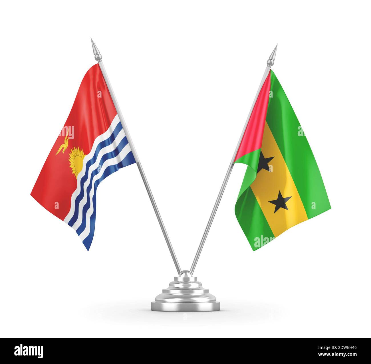 Sao Tome and Principe and Kiribati table flags Stock Photo