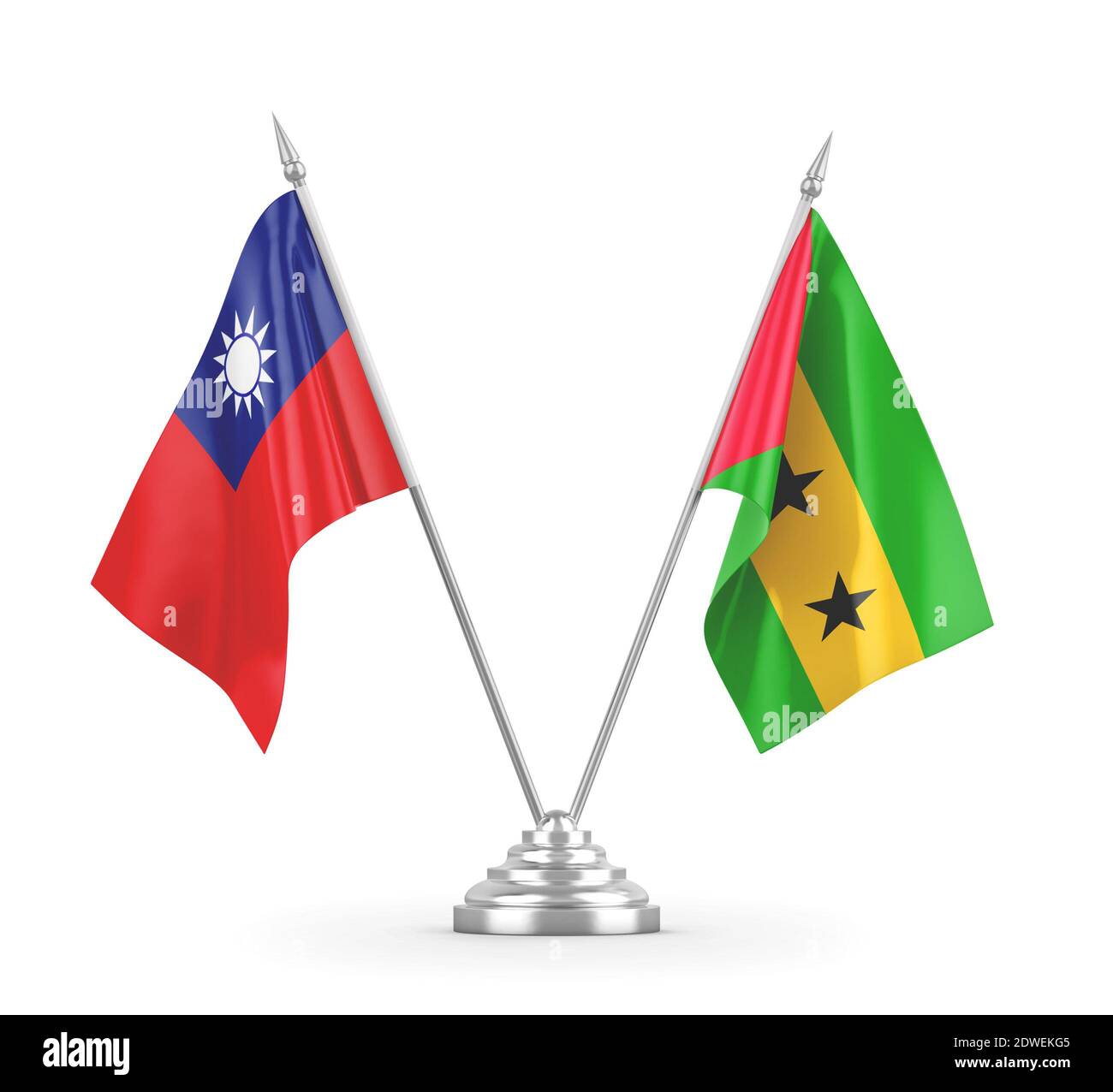 Sao Tome and Principe and Taiwan table flags Stock Photo Alamy