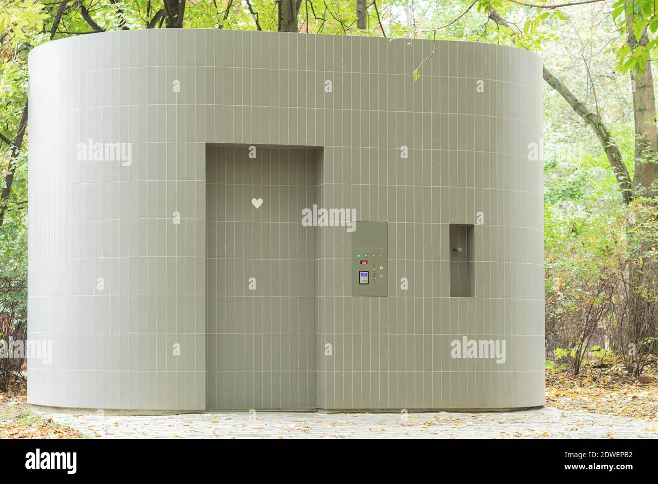 Modern and comfortable public toilet in a city park Stock Photo
