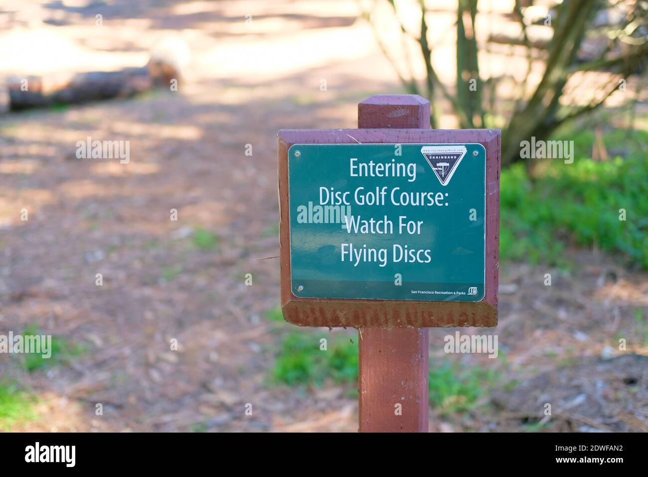 Sign warning Golden Gate Park visitors, San Francisco, California