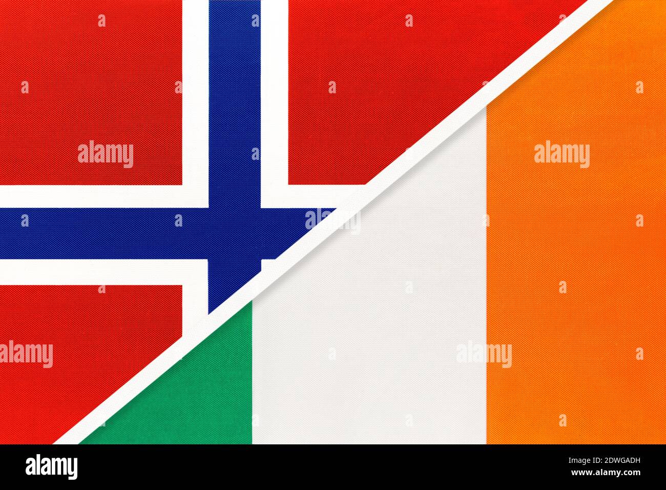 Norway and Ireland, national flags from textile. Relationship ...