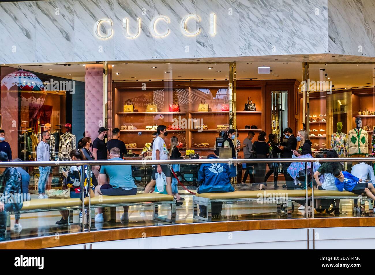 Australia. 23rd Dec, 2020. People lining up in front the Gucci store in