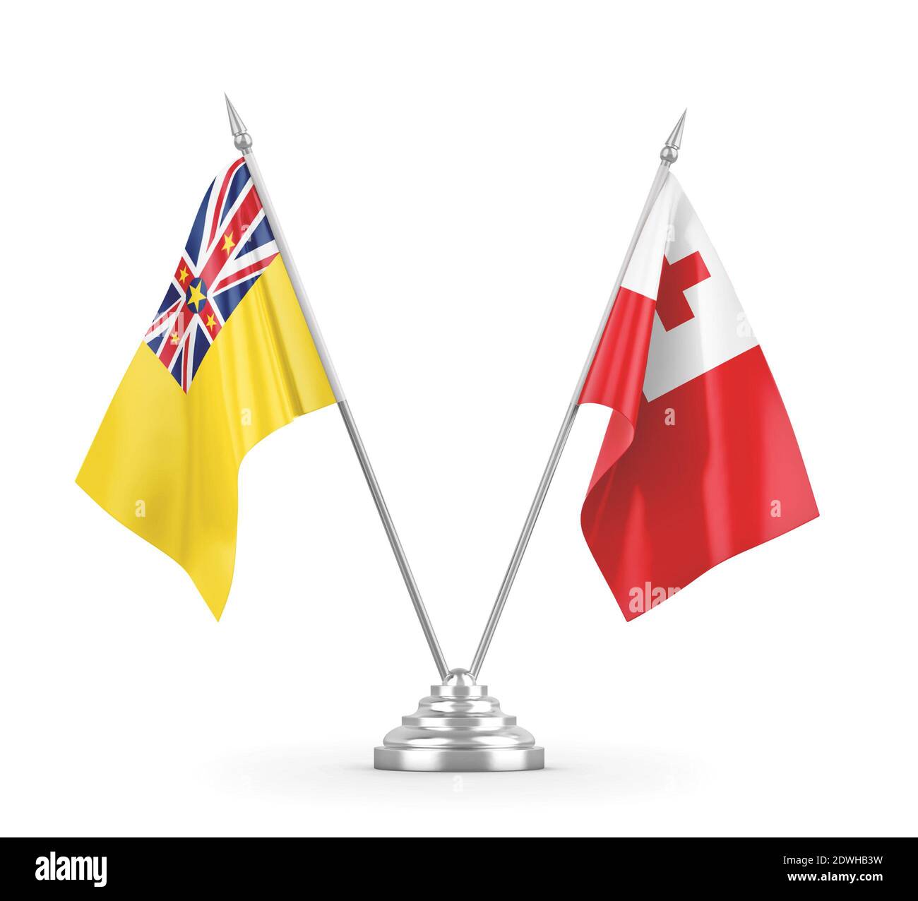 Tonga and Niue table flags isolated on white 3D rendering Stock Photo -  Alamy