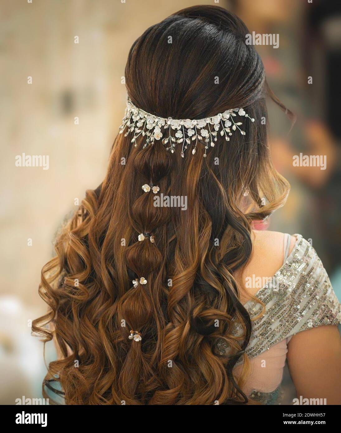 women showing her hairstyle Stock Photo