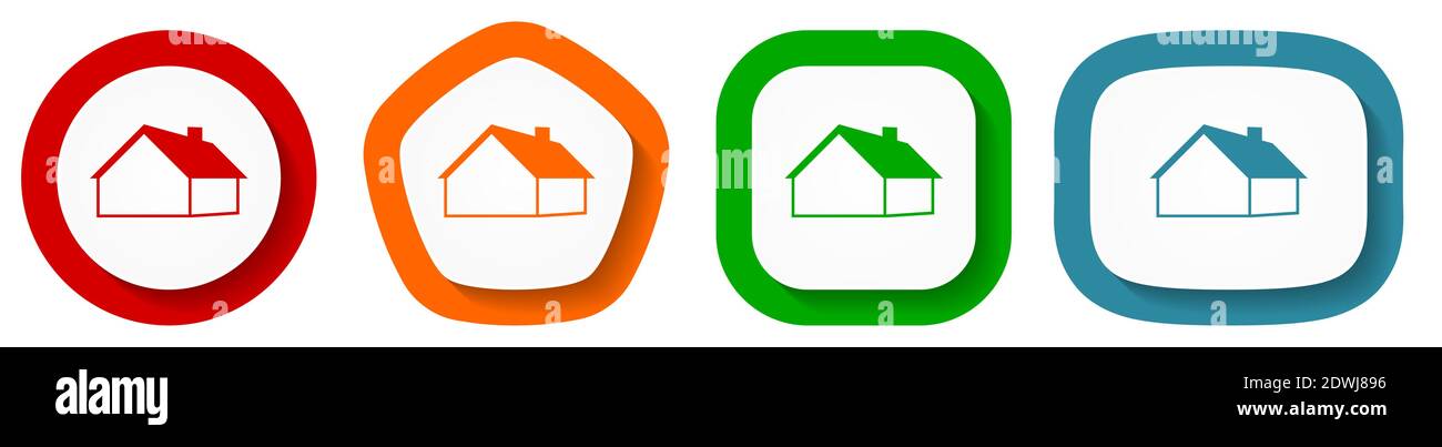 House and real estate concept vector icon set, flat design buttons on ...
