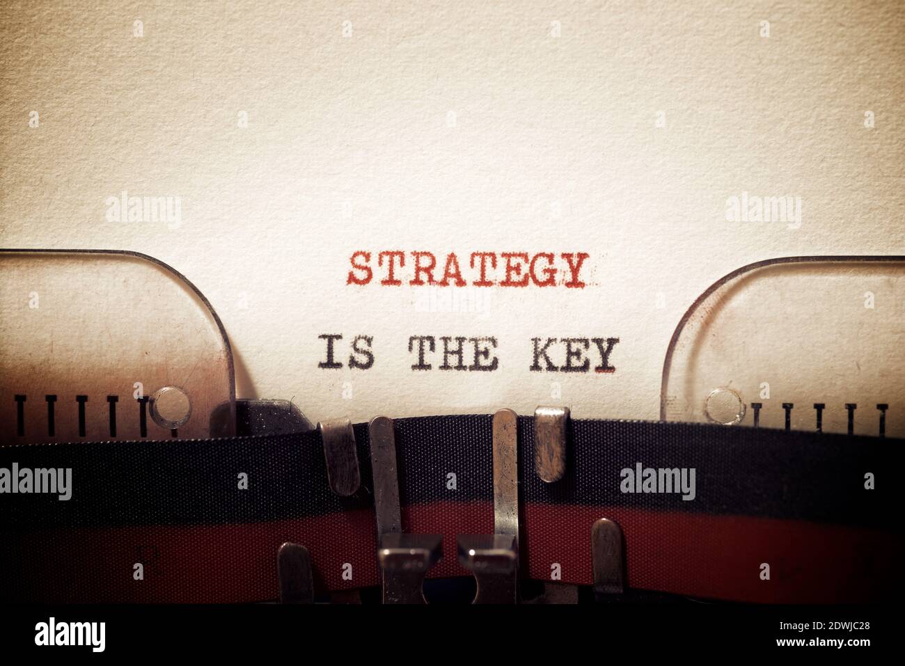 Strategy is the key phrase written with a typewriter. Stock Photo