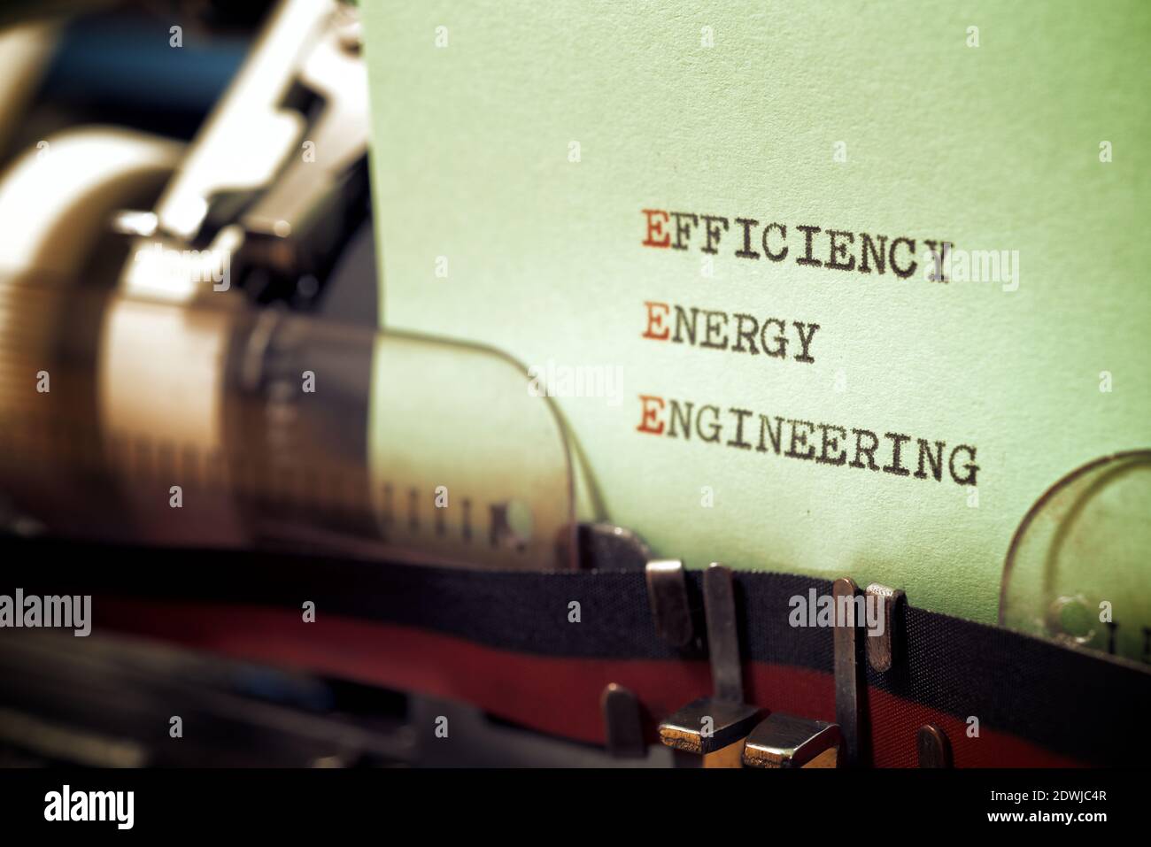 Efficiency energy engineering phrase written with a typewriter Stock ...
