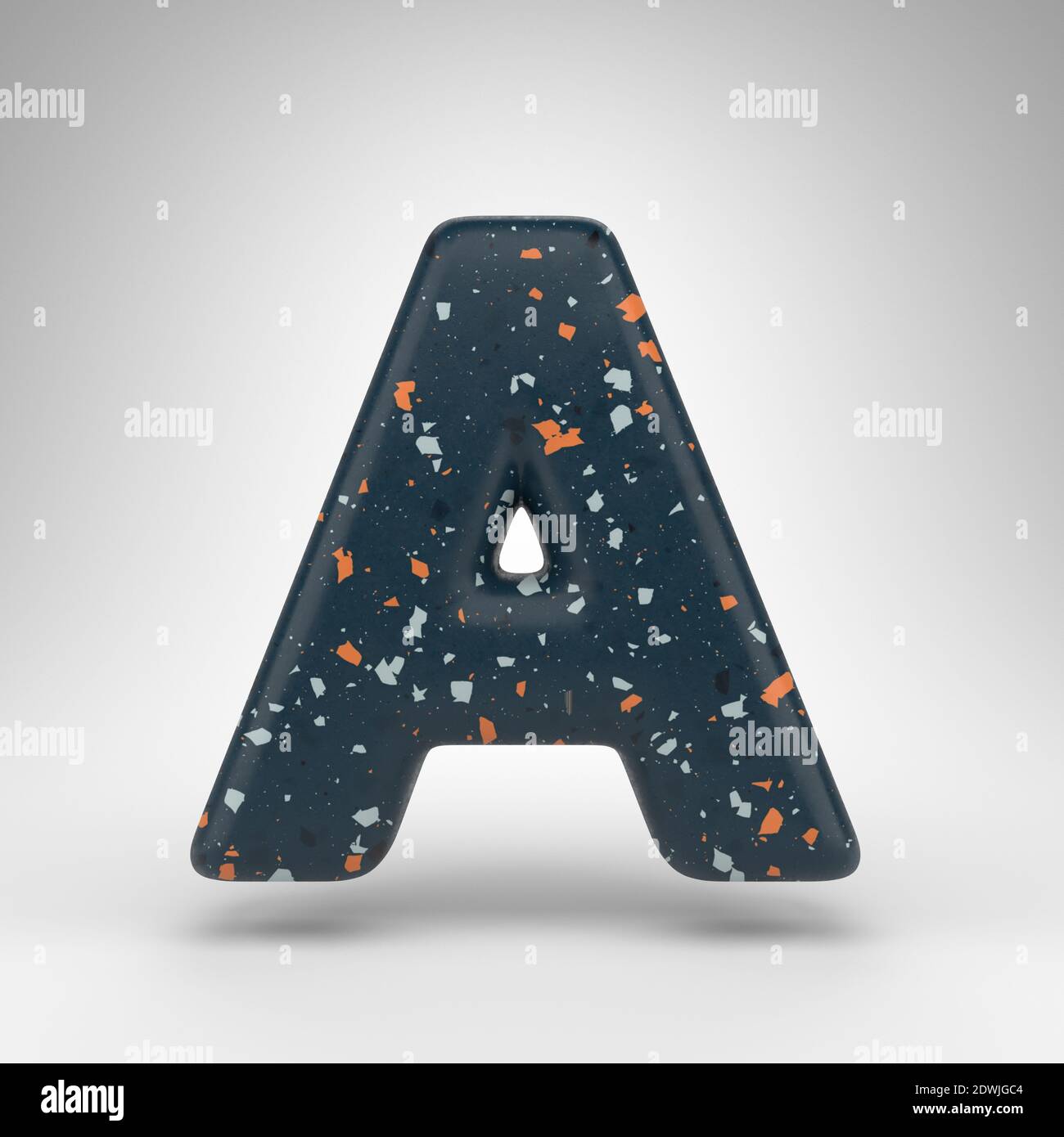 Letter A uppercase on white background. 3D rendered font with blue ...