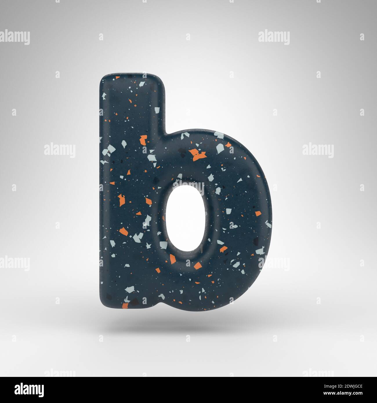Letter B lowercase on white background. 3D rendered font with blue ...