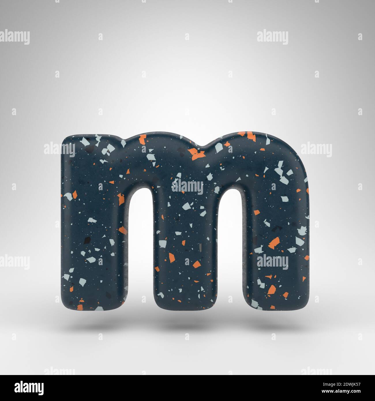 Letter M lowercase on white background. 3D rendered font with blue ...