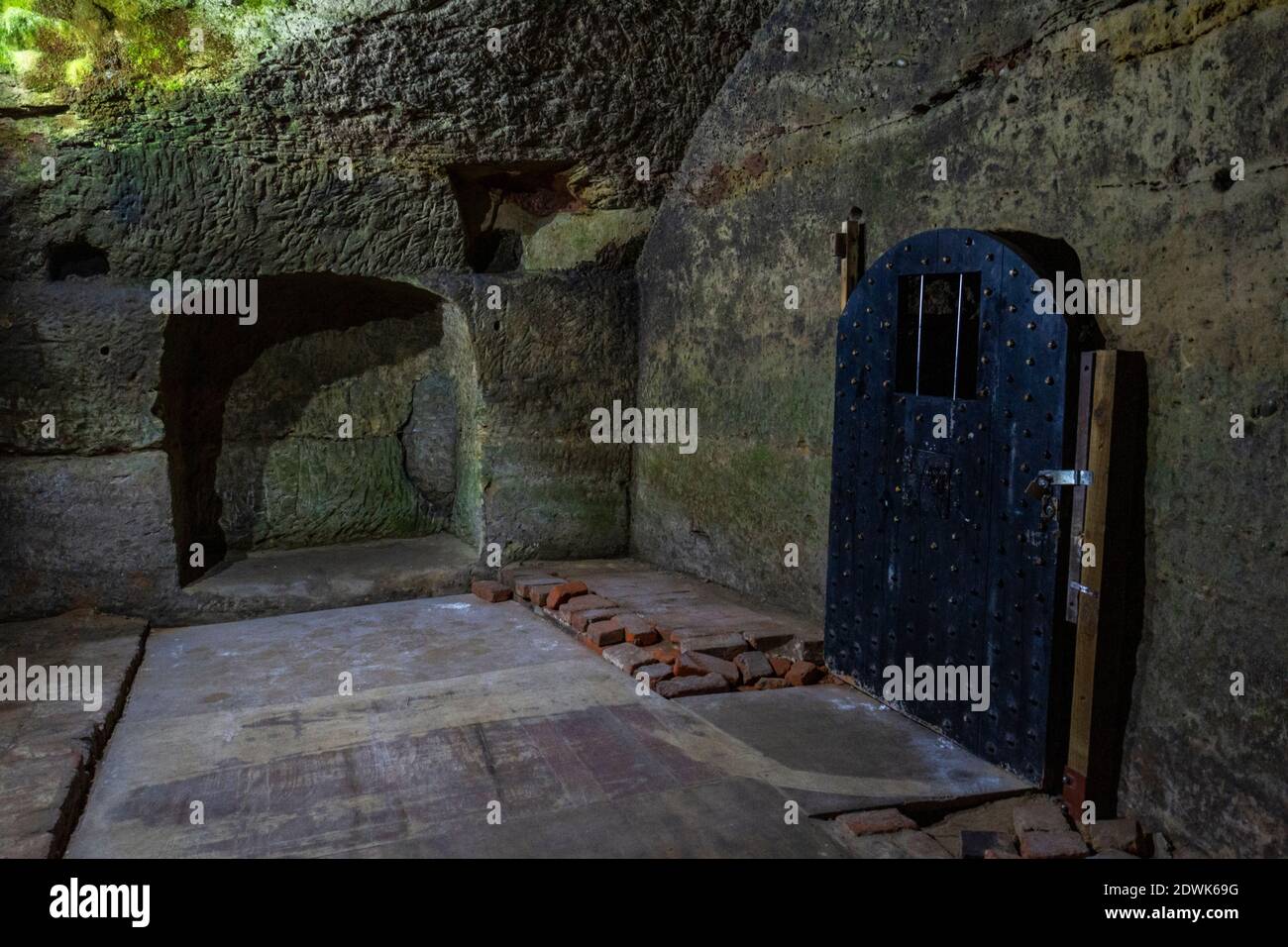 Entrance to the oubliette ('to forget') deep dungeons in Nottingham's County Gaol in the National Justice Museum, Nottingham, Notts, UK. Stock Photo