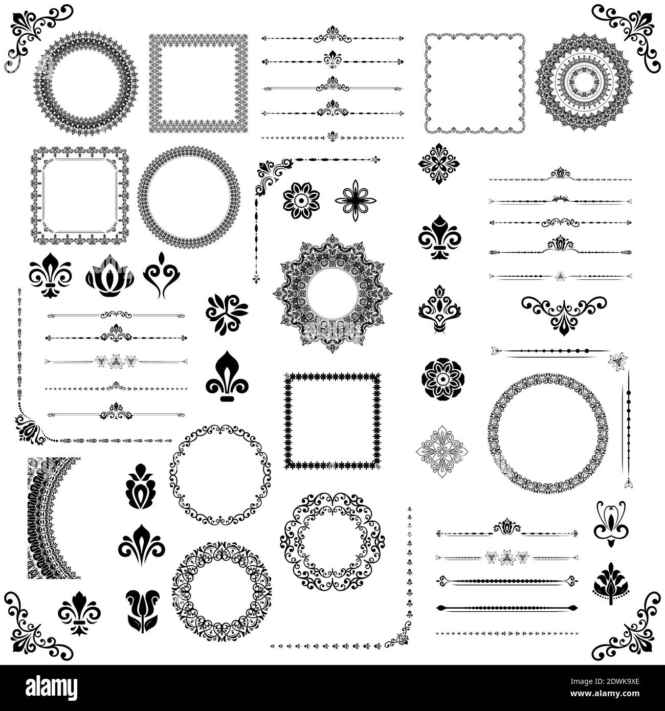 Vintage Set of Horizontal, Square and Round Elements Stock Photo - Alamy