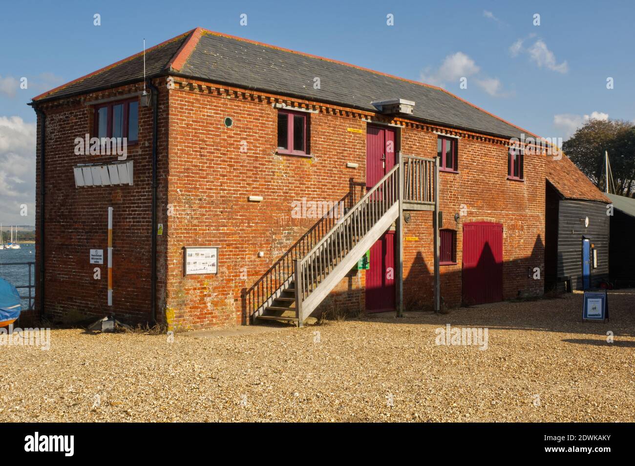 Old brick building at Dell Quay in Chichester Harbour, West Sussex