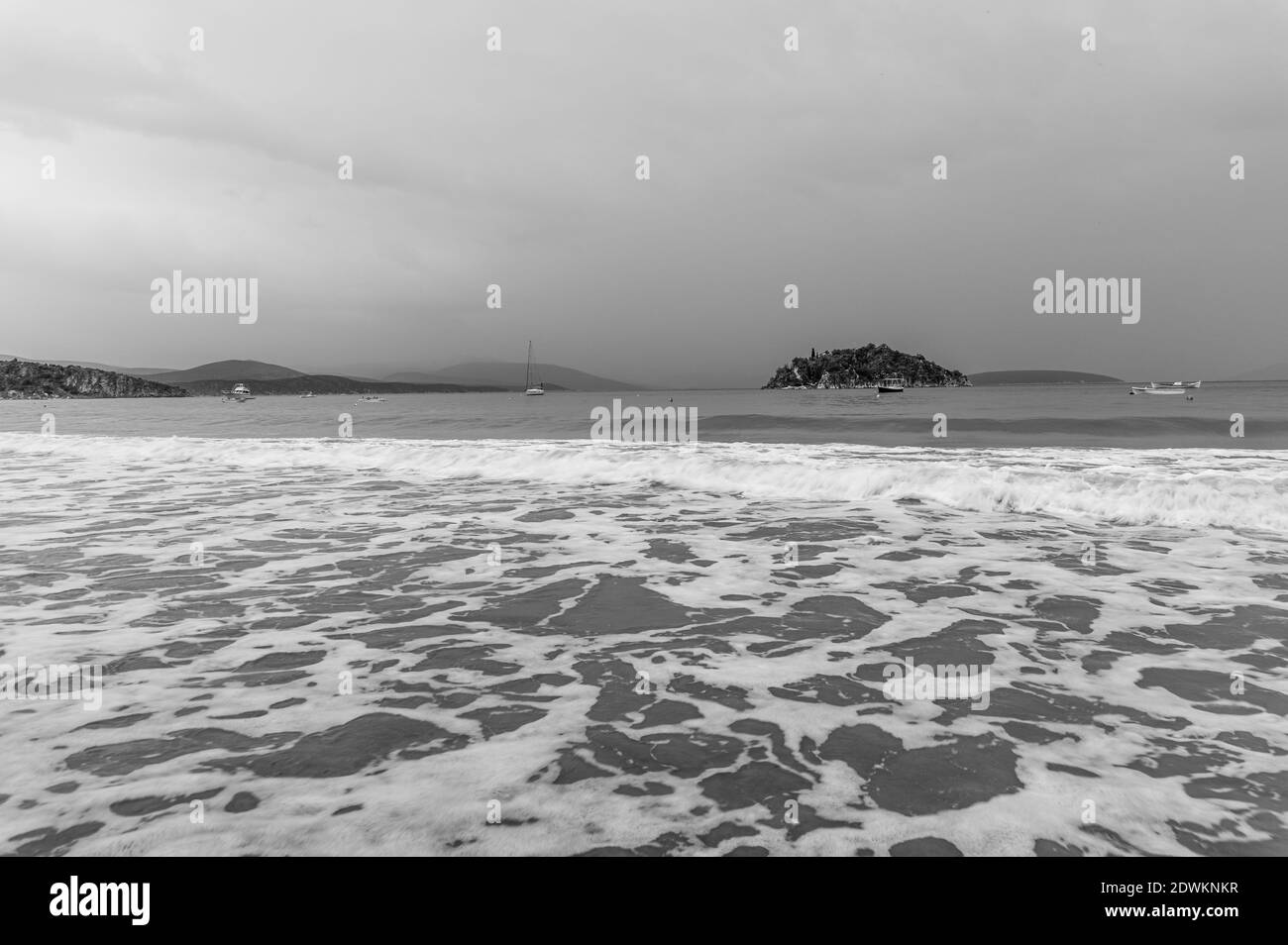 Waves on the beach during a storm Stock Photo