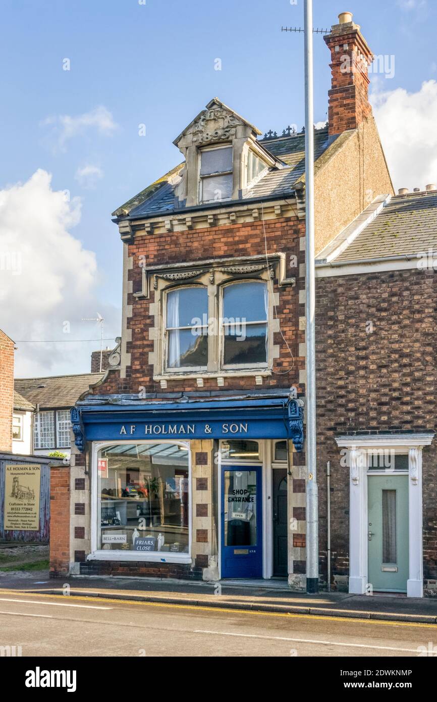 Premises of A F Holman & Son, monumental masons, in King's Lynn. Stock Photo