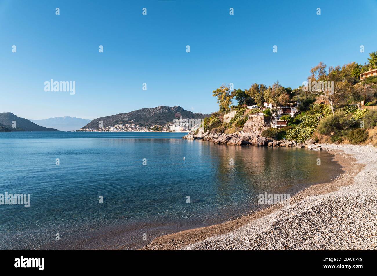 Calm beach near Tolo, Greece Stock Photo