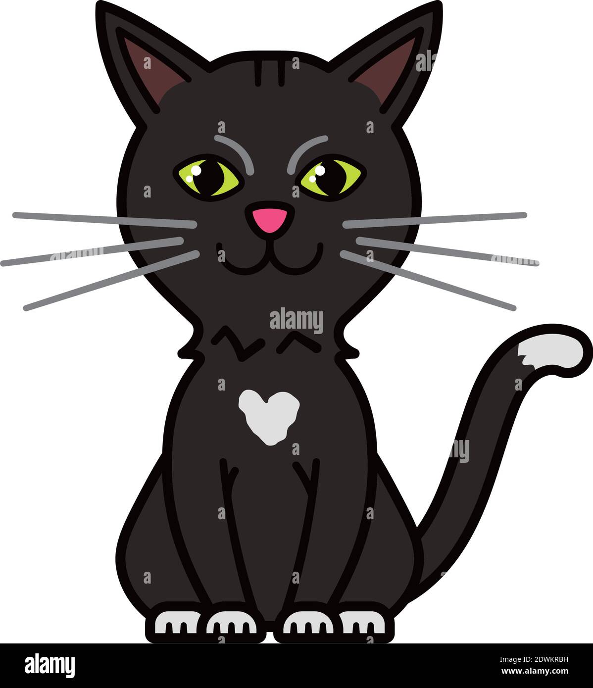 Cute sitting gray cat character vector illustration Stock Vector