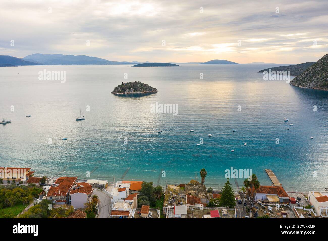 Aerial view of Tolo, Greece Stock Photo