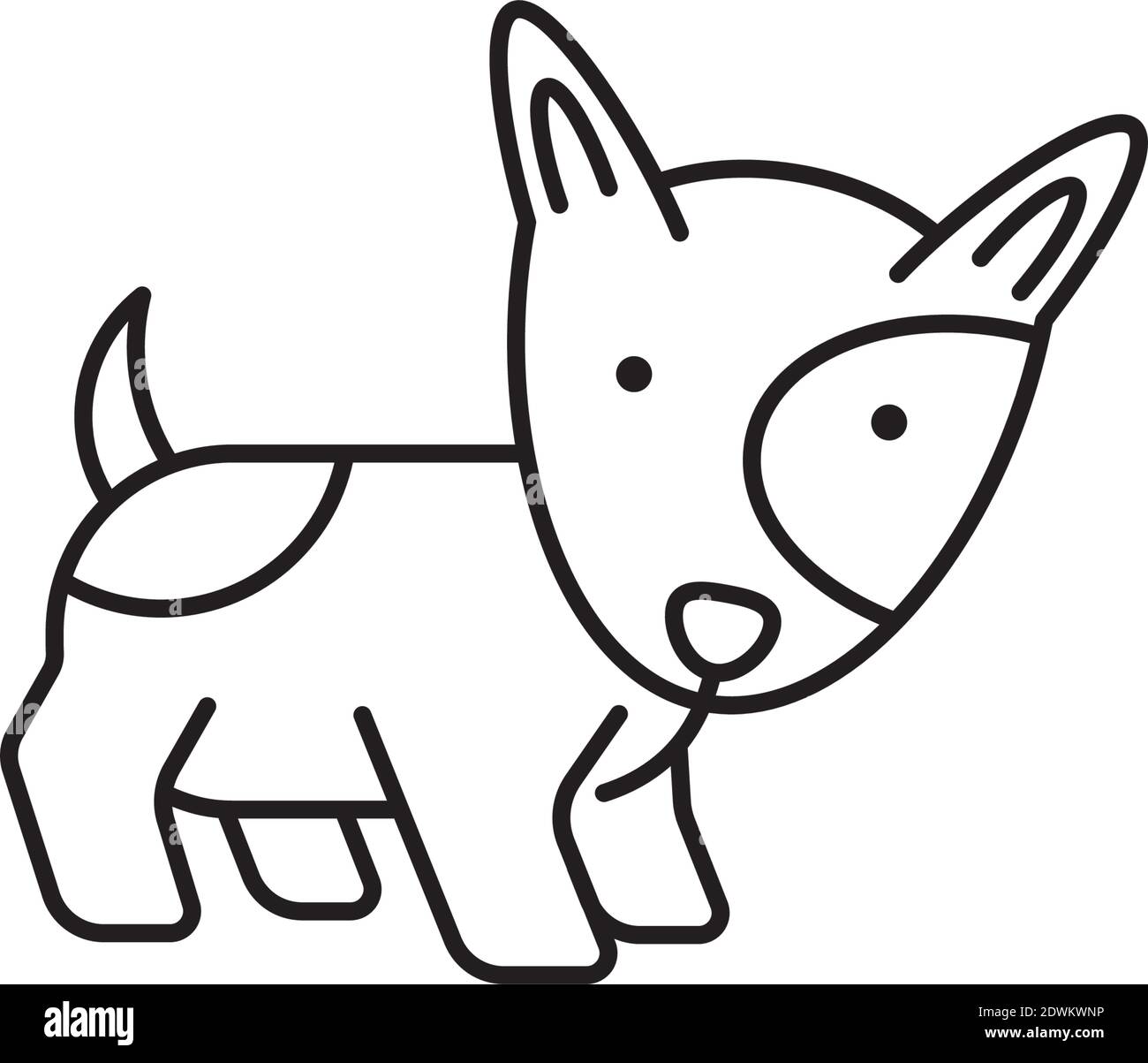 Baby Bull Terrier vector line icon for Dog Day on August 26. Cute puppy outline symbol. Stock Vector