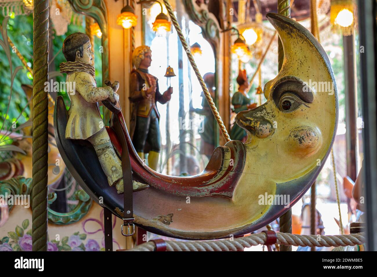 Old carousel at the Park of the Tête d'Or. Lyon, France, Europe Stock Photo