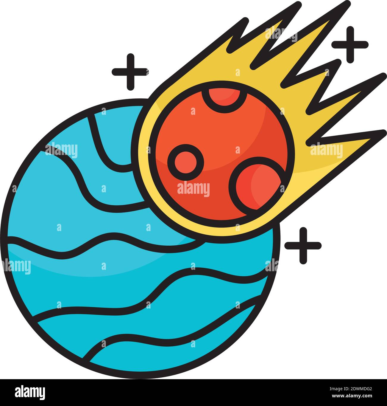 meteorite flying and planet line and fill style icon Stock Vector Image ...