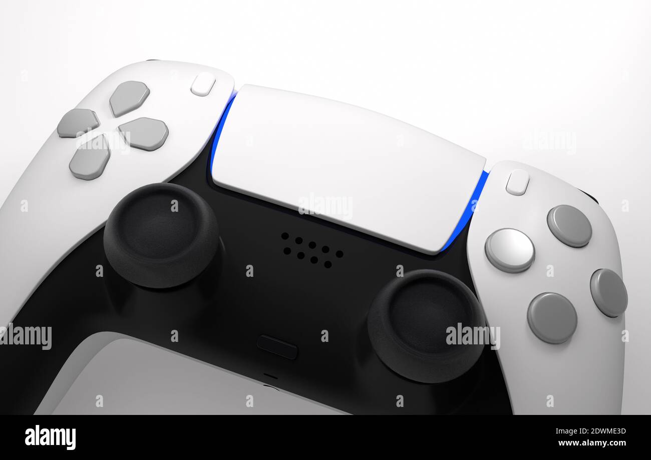 Realistic video game controller isolated on white background. 3D ...