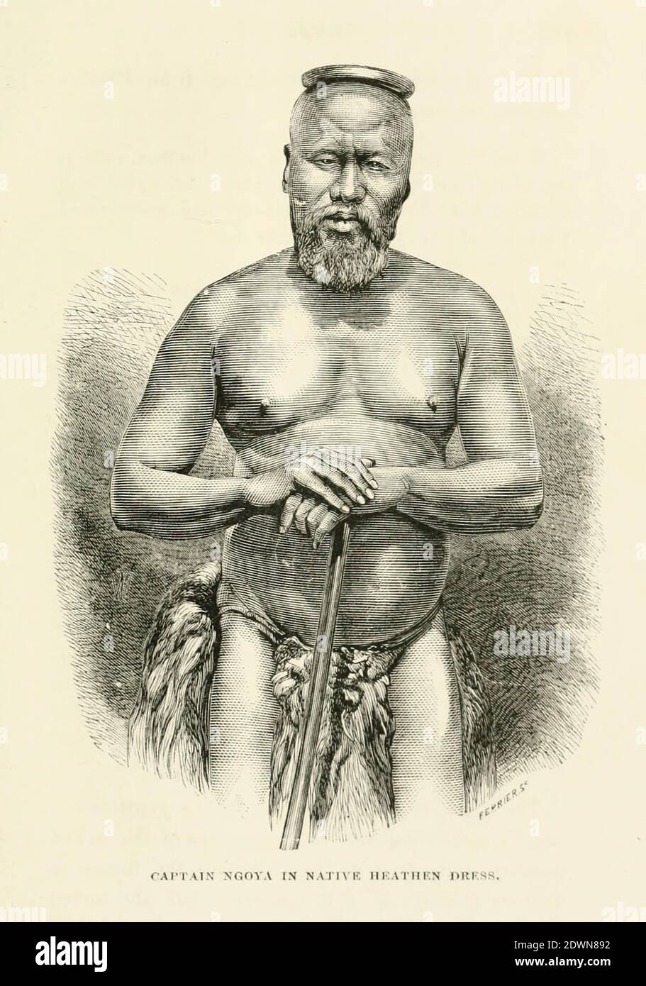 Captain Ngoya, In Native Heathen Dress From the Book 'Christian adventures in South Africa' by Reverend William Taylor, 1821-1902. Published in New York by Nelson & Phillips 1877 Stock Photo