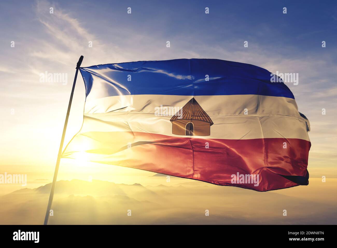 Southern Nations Nationalities and Peoples region of Ethiopia flag waving Stock Photo