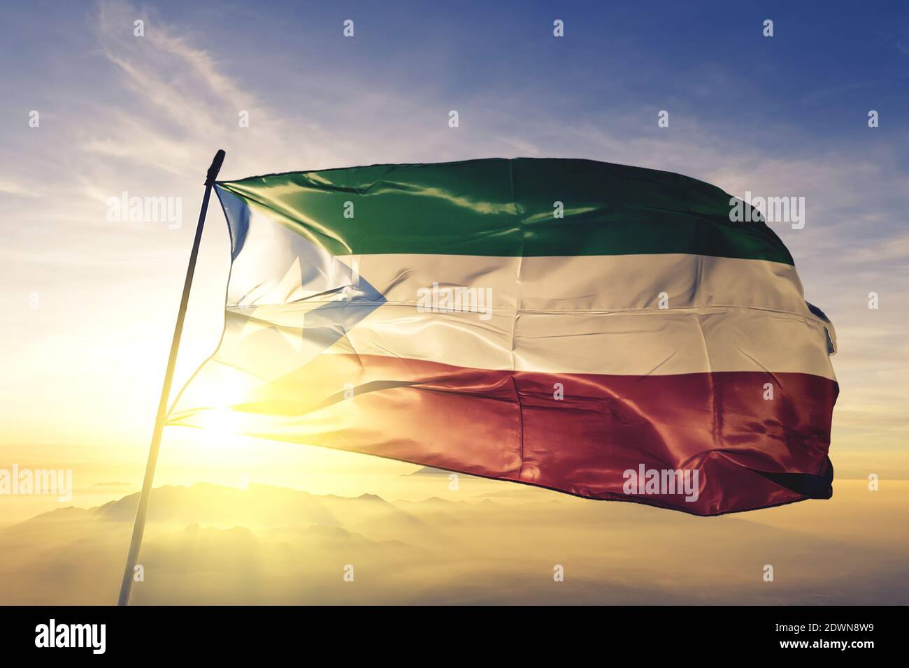 Somali Regional State region of Ethiopia flag waving on the top sunrise