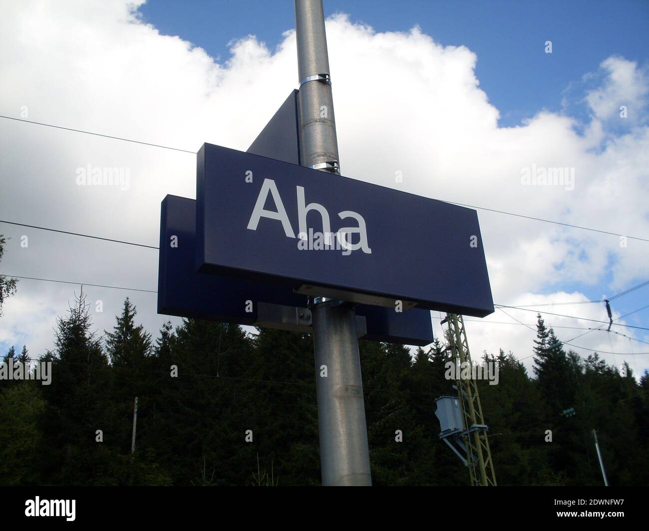 A station sign of Aha near Schluchsee, black forest, Germany Stock Photo