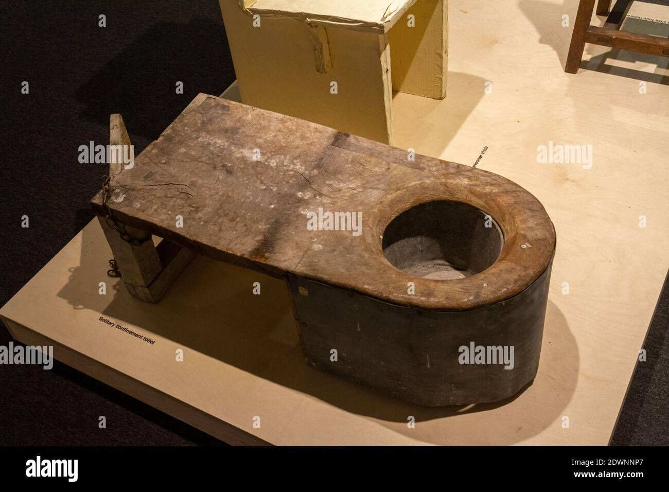 A solitary confinement toilet, Nottingham County Gaol, National Justice Museum, Nottingham, Notts, UK. Stock Photo