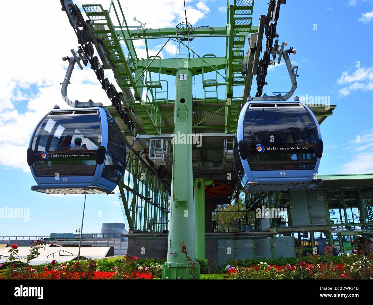 Cable Cars and bottom Station, transport from Funchal seafront to Monte  Stock Photo - Alamy