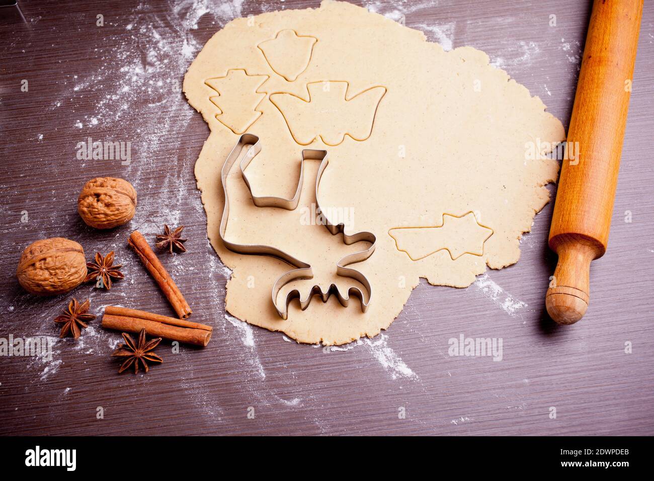 Christmas baking, cake form and spices Stock Photo - Alamy