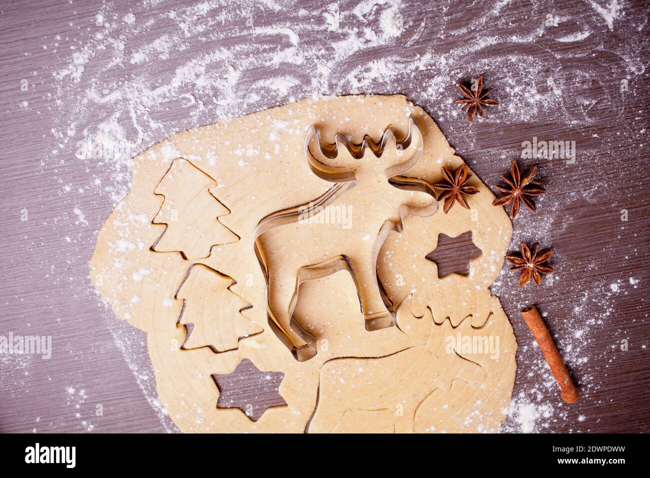 Christmas baking, cake form and spices Stock Photo - Alamy