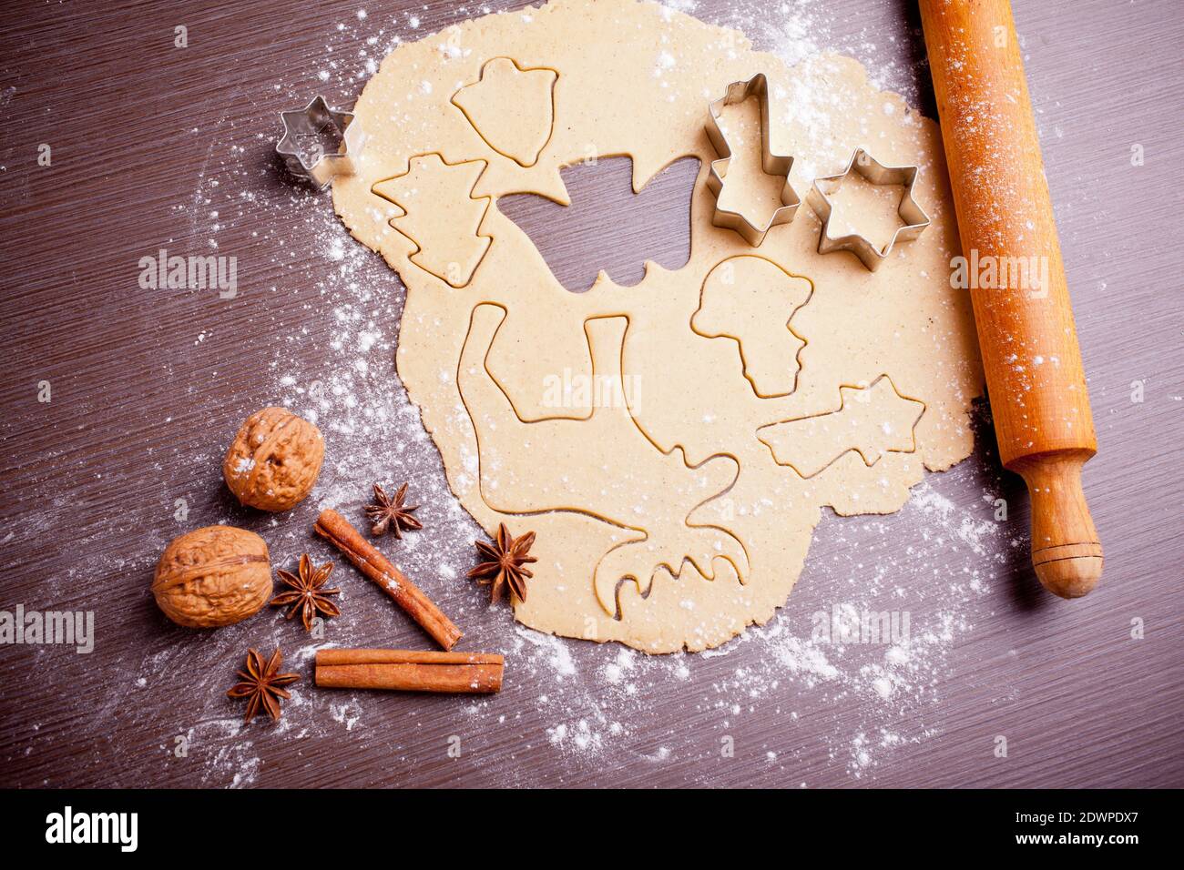 Christmas baking, cake form and spices Stock Photo - Alamy