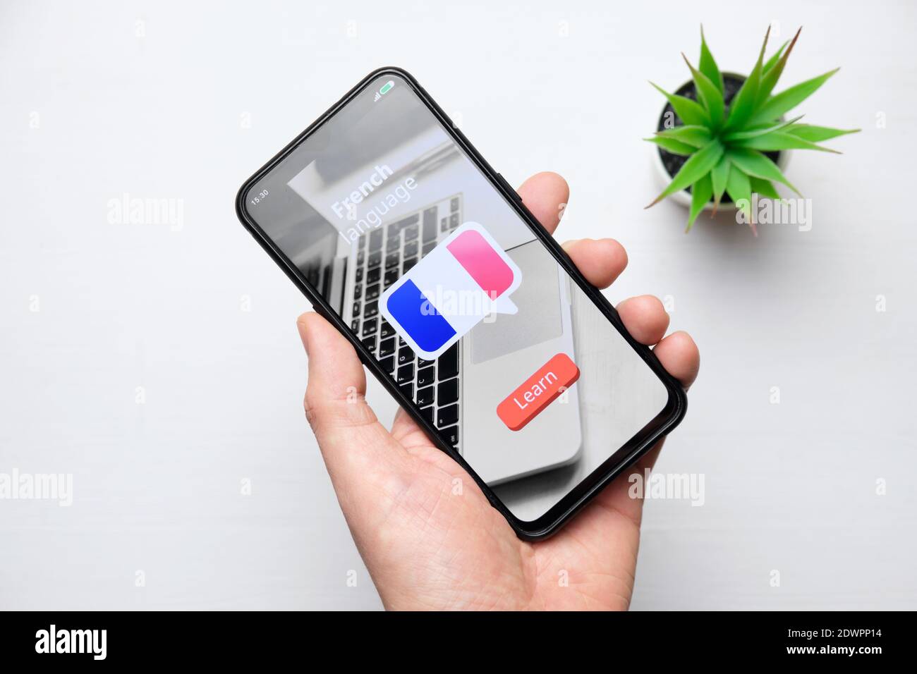 Concept of online learning a french language stock photo alamy
