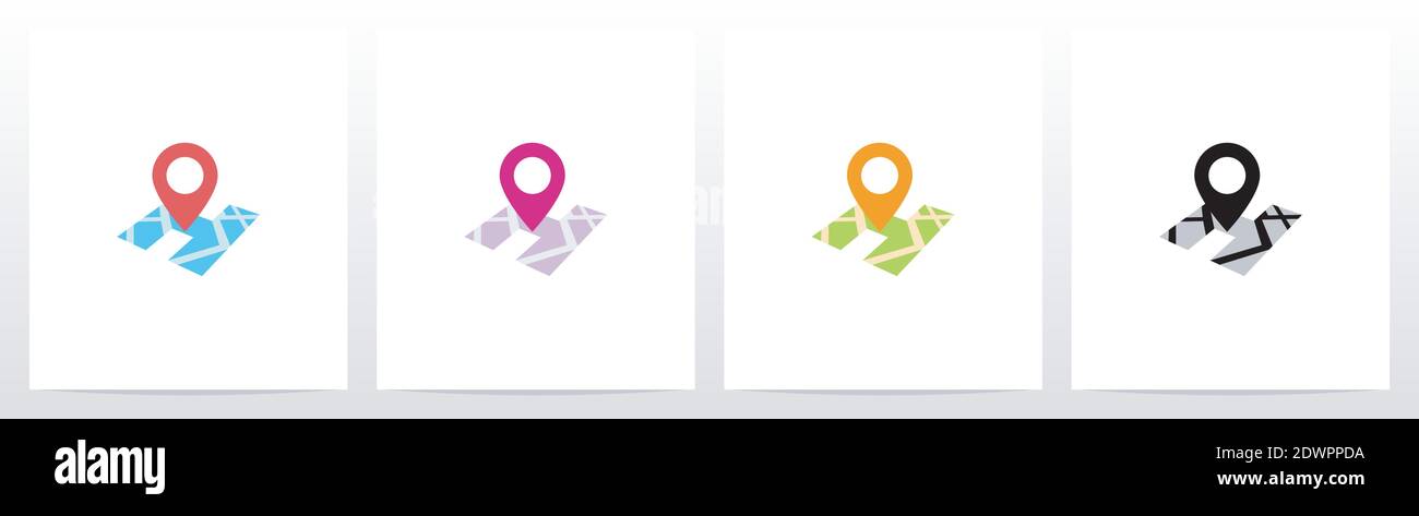 Location Pin On Letter Logo Design H Stock Vector